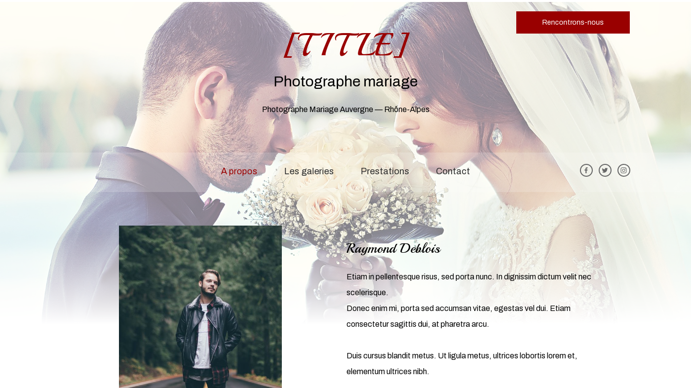 Theme for website creation of Photographe mariage